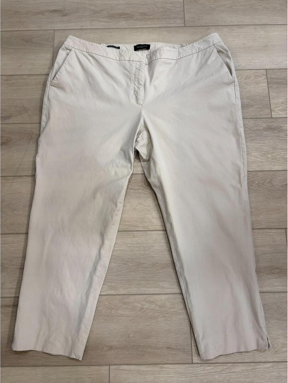 Talbots Hampshire Ankle Pants Womens 22W Beige Straight Leg Twill Work Career
